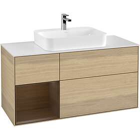 Villeroy & Boch Tvättställsskåp Finion med 3 Lådor Hylla och Bänkskiva för Ytmonterat F411GNPC