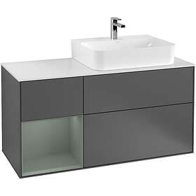 Villeroy & Boch Tvättställsskåp Finion med 3 Lådor Hylla och Bänkskiva för Ocentrerat F141GMGK