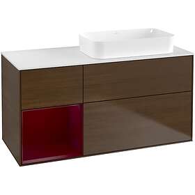 Villeroy & Boch Tvättställsskåp Finion med 3 Lådor Hylla och Bänkskiva för Ocentrerat Fristående F681HBGN