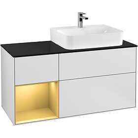 Villeroy & Boch Tvättställsskåp Finion med 3 Lådor Hylla och Bänkskiva för Ocentrerat F142HFMT