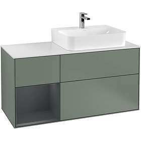 Villeroy & Boch Tvättställsskåp Finion med 3 Lådor Hylla och Bänkskiva för Ocentrerat F141HGGM
