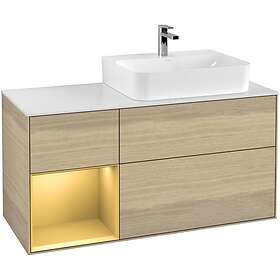 Villeroy & Boch Tvättställsskåp Finion med 3 Lådor Hylla och Bänkskiva för Ocentrerat F141HFPC