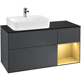 Villeroy & Boch Tvättställsskåp Finion med 3 Lådor Hylla och Bänkskiva för Ocentrerat F152HFHG