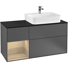 Villeroy & Boch Tvättställsskåp Finion med 3 Lådor Hylla och Bänkskiva för Ocentrerat G142PCGK