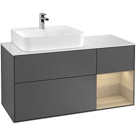 Villeroy & Boch Tvättställsskåp Finion med 3 Lådor Hylla och Bänkskiva för Ocentrerat F151PCGK