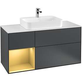 Villeroy & Boch Tvättställsskåp Finion med 3 Lådor Hylla och Bänkskiva för Ytmonterat F411HFHG