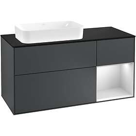 Villeroy & Boch Tvättställsskåp Finion med 3 Lådor Hylla och Bänkskiva för Ocentrerat Fristående F282MTHG