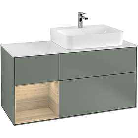 Villeroy & Boch Tvättställsskåp Finion med 3 Lådor Hylla och Bänkskiva för Ocentrerat F141PCGM