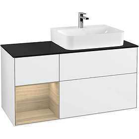 Villeroy & Boch Tvättställsskåp Finion med 3 Lådor Hylla och Bänkskiva för Ocentrerat G142PCGF