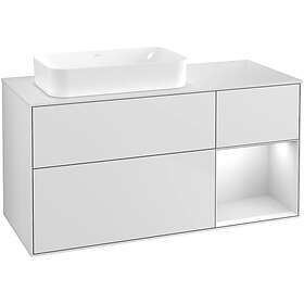 Villeroy & Boch Tvättställsskåp Finion med 3 Lådor Hylla och Bänkskiva för Ocentrerat Fristående F691MTMT