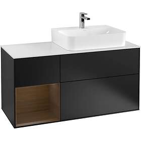 Villeroy & Boch Tvättställsskåp Finion med 3 Lådor Hylla och Bänkskiva för Ocentrerat F141GNPD