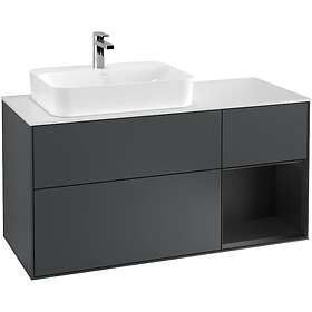 Villeroy & Boch Tvättställsskåp Finion med 3 Lådor Hylla och Bänkskiva för Ocentrerat Ytmonterat F401PDHG