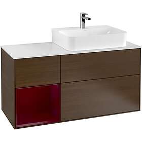 Villeroy & Boch Tvättställsskåp Finion med 3 Lådor Hylla och Bänkskiva för Ocentrerat F141HBGN