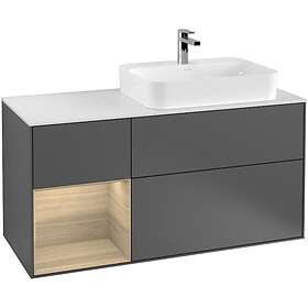 Villeroy & Boch Tvättställsskåp Finion med 3 Lådor Hylla och Bänkskiva för Ocentrerat Ytmonterat F391PCGK