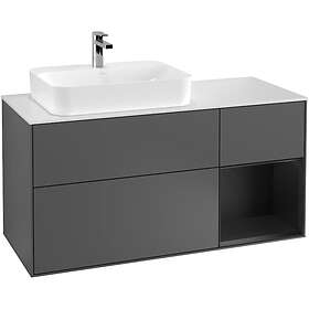 Villeroy & Boch Tvättställsskåp Finion med 3 Lådor Hylla och Bänkskiva för Ocentrerat Ytmonterat F401PDGK