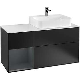 Villeroy & Boch Tvättställsskåp Finion med 3 Lådor Hylla och Bänkskiva för Ocentrerat G141HGPD