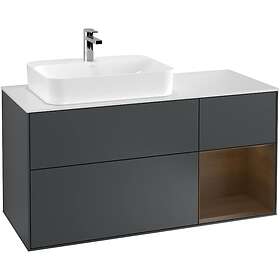 Villeroy & Boch Tvättställsskåp Finion med 3 Lådor Hylla och Bänkskiva för Ocentrerat Ytmonterat F401GNHG