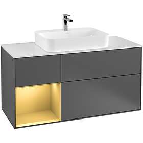 Villeroy & Boch Tvättställsskåp Finion med 3 Lådor Hylla och Bänkskiva för Ytmonterat F411HFGK