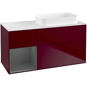 Villeroy & Boch Tvättställsskåp Finion med 3 Lådor Hylla och Bänkskiva för Ocentrerat Fristående F681GKHB