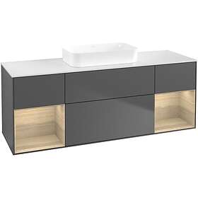 Villeroy & Boch Tvättställsskåp Finion med Två Hyllor och Bänkskiva för Fristående F741PCGK