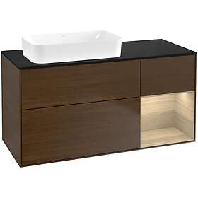 Villeroy & Boch Tvättställsskåp Finion med 3 Lådor Hylla och Bänkskiva för Ocentrerat Fristående F692PCGN