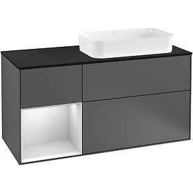 Villeroy & Boch Tvättställsskåp Finion med 3 Lådor Hylla och Bänkskiva för Ocentrerat Fristående F272MTGK