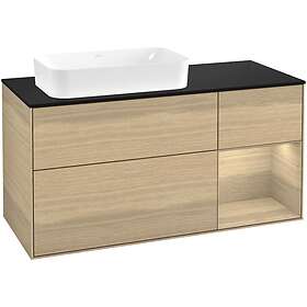 Villeroy & Boch Tvättställsskåp Finion med 3 Lådor Hylla och Bänkskiva för Ocentrerat Fristående F692PCPC