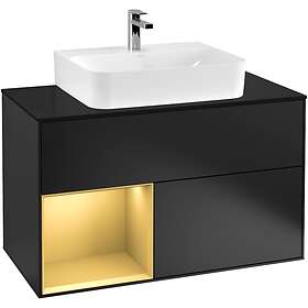 Villeroy & Boch Tvättställsskåp Finion med 2 Lådor Hylla och Bänkskiva för Centrerat F112HFPD