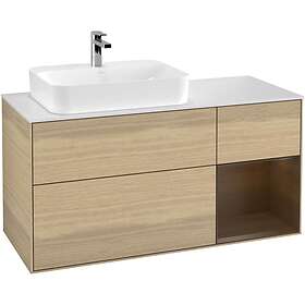 Villeroy & Boch Tvättställsskåp Finion med 3 Lådor Hylla och Bänkskiva för Ocentrerat Ytmonterat F401GNPC