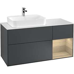 Villeroy & Boch Tvättställsskåp Finion med 3 Lådor Hylla och Bänkskiva för Ocentrerat Ytmonterat F401PCHG