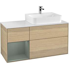 Villeroy & Boch Tvättställsskåp Finion med 3 Lådor Hylla och Bänkskiva för Ocentrerat G141GMPC
