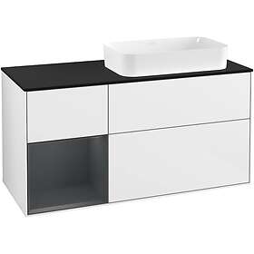 Villeroy & Boch Tvättställsskåp Finion med 3 Lådor Hylla och Bänkskiva för Ocentrerat Fristående F272HGGF