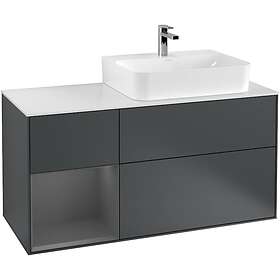 Villeroy & Boch Tvättställsskåp Finion med 3 Lådor Hylla och Bänkskiva för Ocentrerat F141GKHG