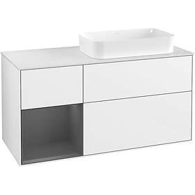 Villeroy & Boch Tvättställsskåp Finion med 3 Lådor Hylla och Bänkskiva för Ocentrerat Fristående F681GKGF