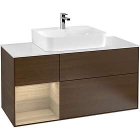 Villeroy & Boch Tvättställsskåp Finion med 3 Lådor Hylla och Bänkskiva för Centrerat F161PCGN