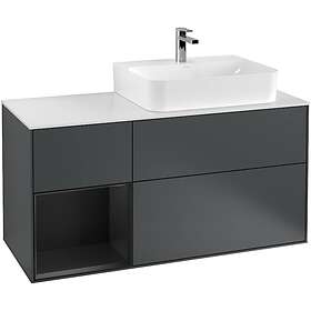 Villeroy & Boch Tvättställsskåp Finion med 3 Lådor Hylla och Bänkskiva för Ocentrerat G141PDHG