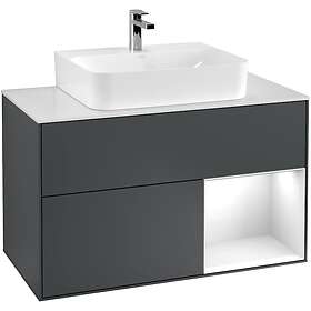 Villeroy & Boch Tvättställsskåp Finion med 2 Lådor Hylla och Bänkskiva för Centrerat G121GFHG