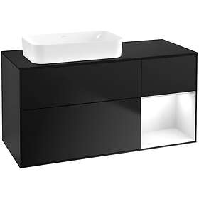 Villeroy & Boch Tvättställsskåp Finion med 3 Lådor Hylla och Bänkskiva för Ocentrerat Fristående F692GFPD