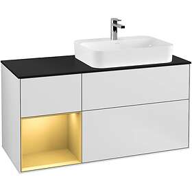 Villeroy & Boch Tvättställsskåp Finion med 3 Lådor Hylla och Bänkskiva för Ocentrerat Ytmonterat F392HFMT