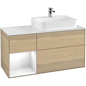 Villeroy & Boch Tvättställsskåp Finion med 3 Lådor Hylla och Bänkskiva för Ocentrerat F141GFPC