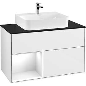 Villeroy & Boch Tvättställsskåp Finion med 2 Lådor Hylla och Bänkskiva för Centrerat F112GFGF