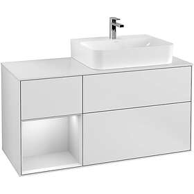 Villeroy & Boch Tvättställsskåp Finion med 3 Lådor Hylla och Bänkskiva för Ocentrerat F141MTMT