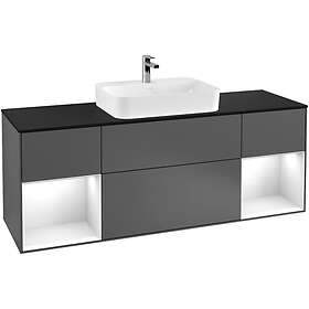 Villeroy & Boch Tvättställsskåp Finion med Två Hyllor och Bänkskiva för Ytmonterat F452GFGK