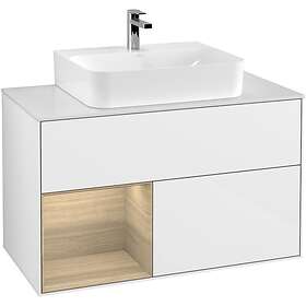 Villeroy & Boch Tvättställsskåp Finion med 2 Lådor Hylla och Bänkskiva för Centrerat G111PCGF