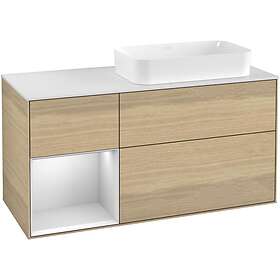 Villeroy & Boch Tvättställsskåp Finion med 3 Lådor Hylla och Bänkskiva för Ocentrerat Fristående F271MTPC