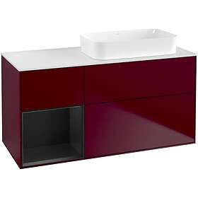 Villeroy & Boch Tvättställsskåp Finion med 3 Lådor Hylla och Bänkskiva för Ocentrerat Fristående F681PDHB