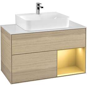 Villeroy & Boch Tvättställsskåp Finion med 2 Lådor Hylla och Bänkskiva för Centrerat G121HFPC