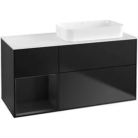 Villeroy & Boch Tvättställsskåp Finion med 3 Lådor Hylla och Bänkskiva för Ocentrerat Fristående F681PDPD
