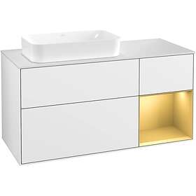 Villeroy & Boch Tvättställsskåp Finion med 3 Lådor Hylla och Bänkskiva för Ocentrerat Fristående F281HFGF