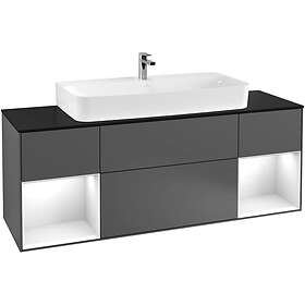 Villeroy & Boch Tvättställsskåp Finion med Två Hyllor och Bänkskiva för Centrerat G212GFGK